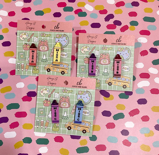 Miss Pencil Teacher Earrings