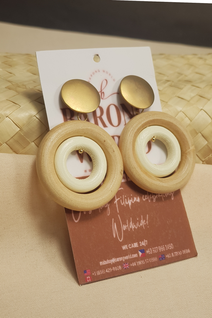 Modern Two-Tone Wood Dangle Earrings I Philippine Accesories