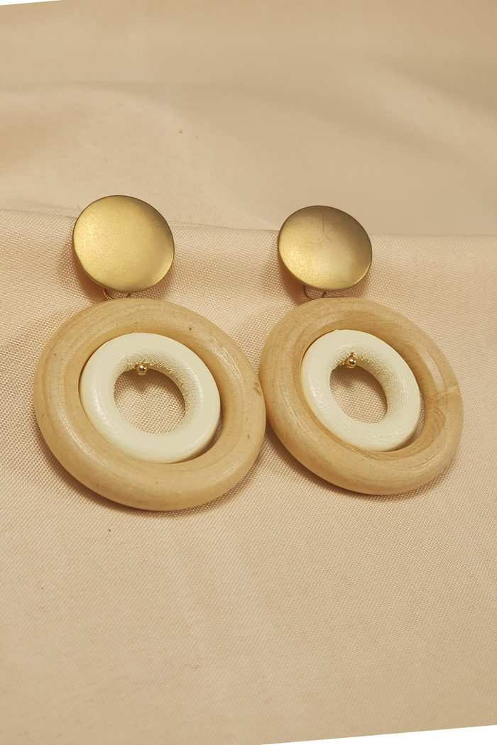 Modern Two-Tone Wood Dangle Earrings
