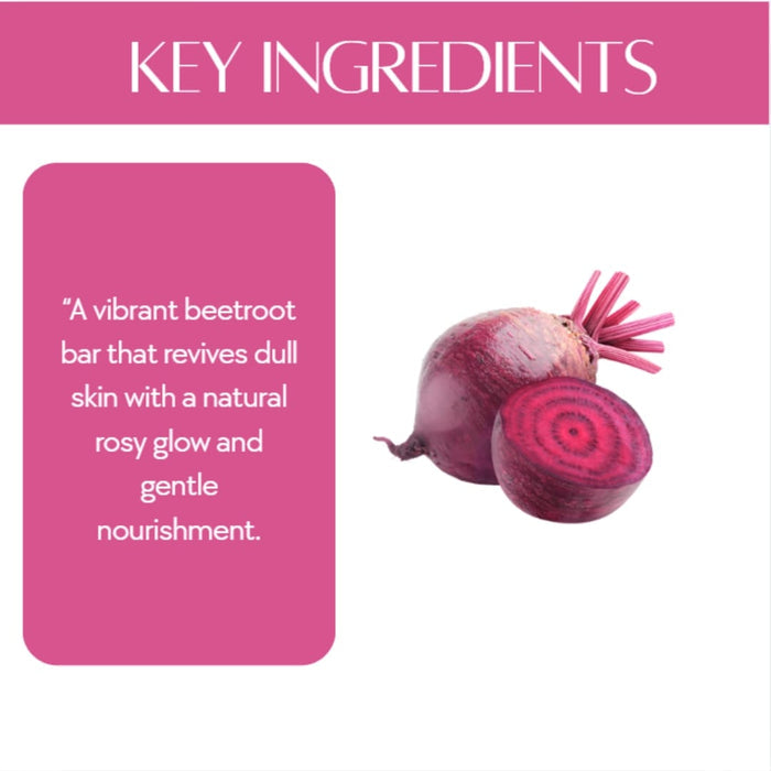 Natuur.in beetroot beauty bar ingredient highlight with fresh beetroot illustration for skin brightening