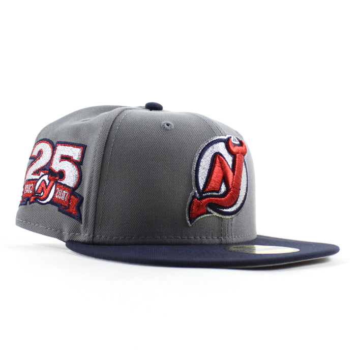 New Jersey Devils 25 Years New Era 59Fifty Fitted Hat (Storm Gray Navy Gray Under Brim)