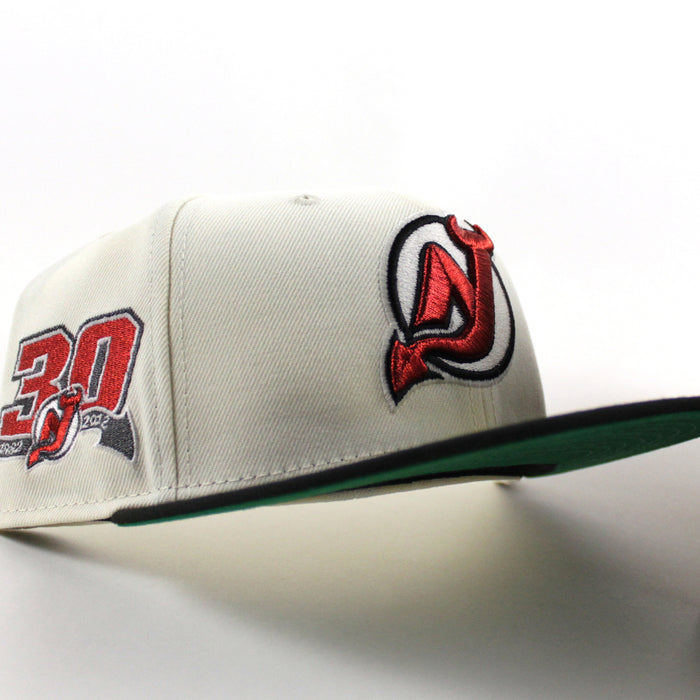 New Jersey Devils 30 Years New Era 59Fifty Fitted Hat (Chrome White Black Green Under Brim)