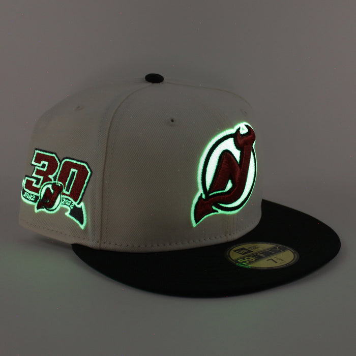 New Jersey Devils 30 Years New Era 59Fifty Fitted Hat (Chrome White Black Green Under Brim)