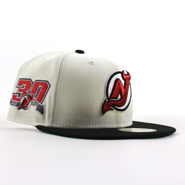 New Jersey Devils 30 Years New Era 59Fifty Fitted Hat (Chrome White Black Green Under Brim)