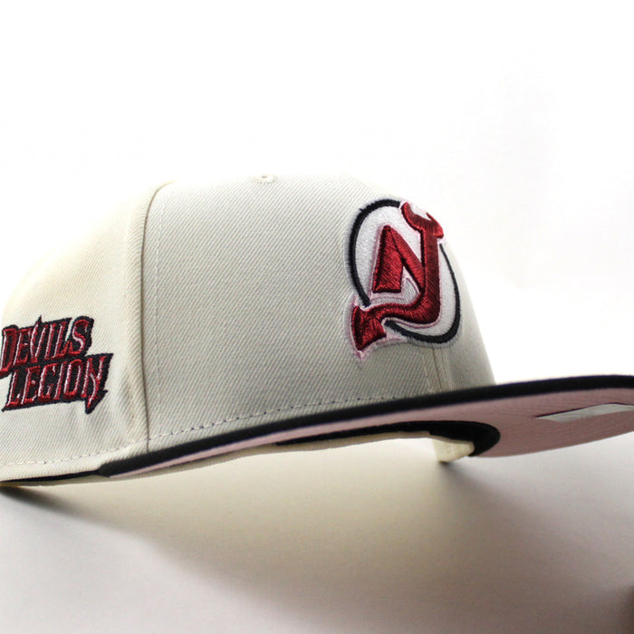 New Jersey Devils Devils legion Patch New Era 59Fifty Fitted Hat (Chrome White Black Pink Under Brim)