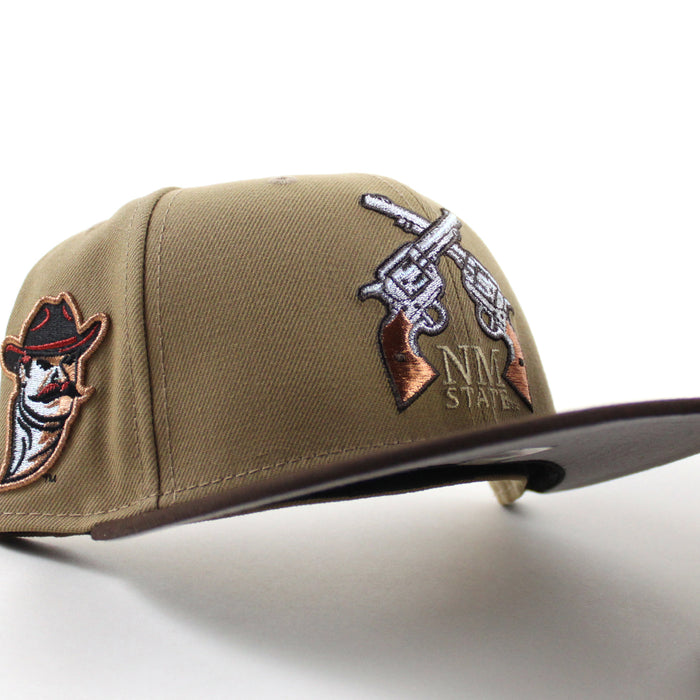 New Mexico State University Aggies Vamos New Era 59Fifty Fitted Hat (Khaki Walnut Brown Gray Under Brim)