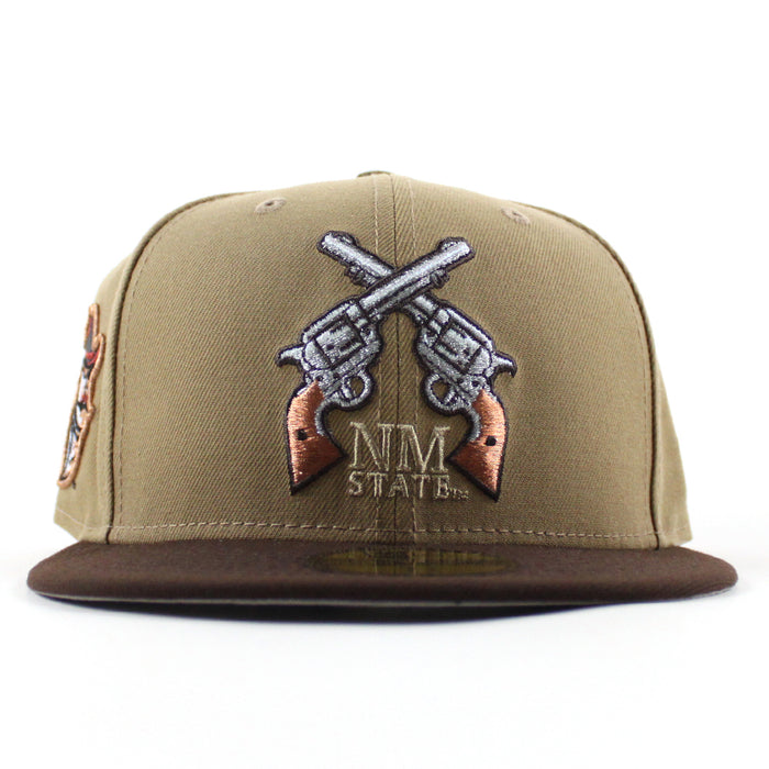 New Mexico State University Aggies Vamos New Era 59Fifty Fitted Hat (Khaki Walnut Brown Gray Under Brim)