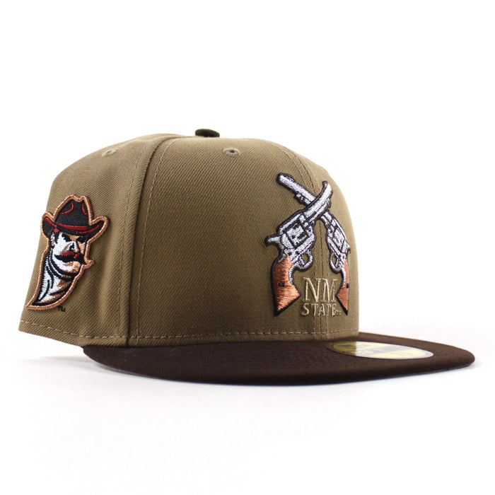 New Mexico State University Aggies Vamos New Era 59Fifty Fitted Hat (Khaki Walnut Brown Gray Under Brim)