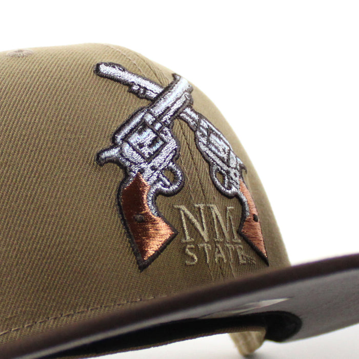 New Mexico State University Aggies Vamos New Era 59Fifty Fitted Hat (Khaki Walnut Brown Gray Under Brim)