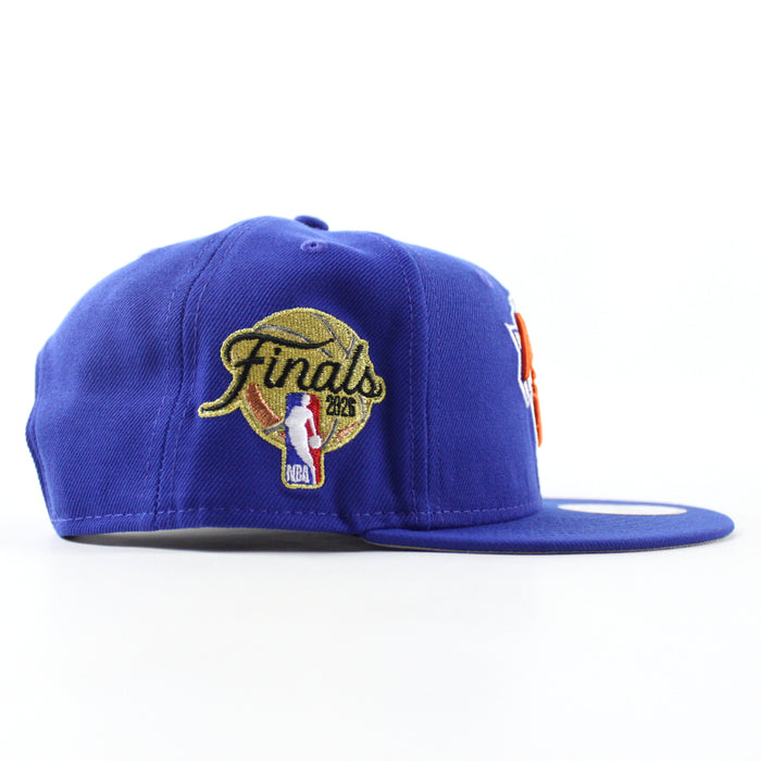 NEW YORK KNICKS 2026 NBA FINALS JERSEY PATCH BLUE SAPPHIRE PRIMARY NEW ERA 9FIFTY SNAPBACK Hat (Royal Blue Gray Under Brim)