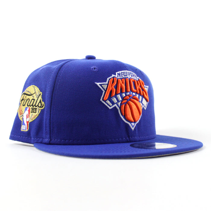 NEW YORK KNICKS 2026 NBA FINALS JERSEY PATCH BLUE SAPPHIRE PRIMARY NEW ERA 9FIFTY SNAPBACK Hat (Royal Blue Gray Under Brim)