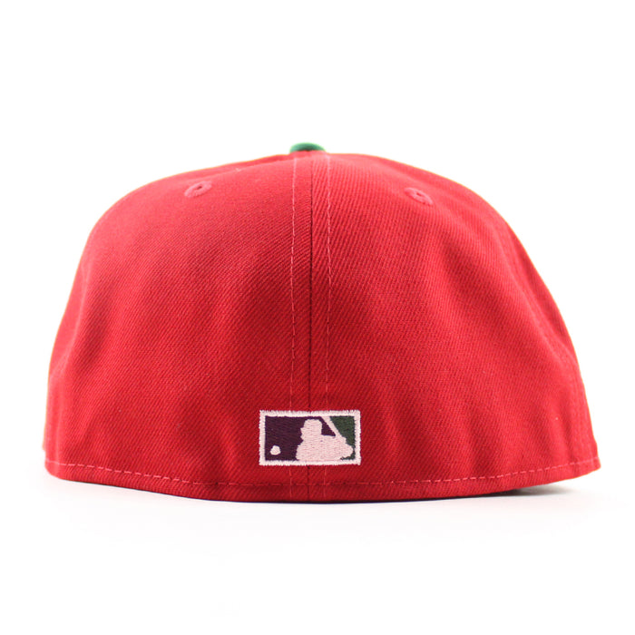 New York Mets 25th Anniversary New Era 59Fifty Fitted Hat (Scarlet Red Cilantro Green Gray Under Brim)