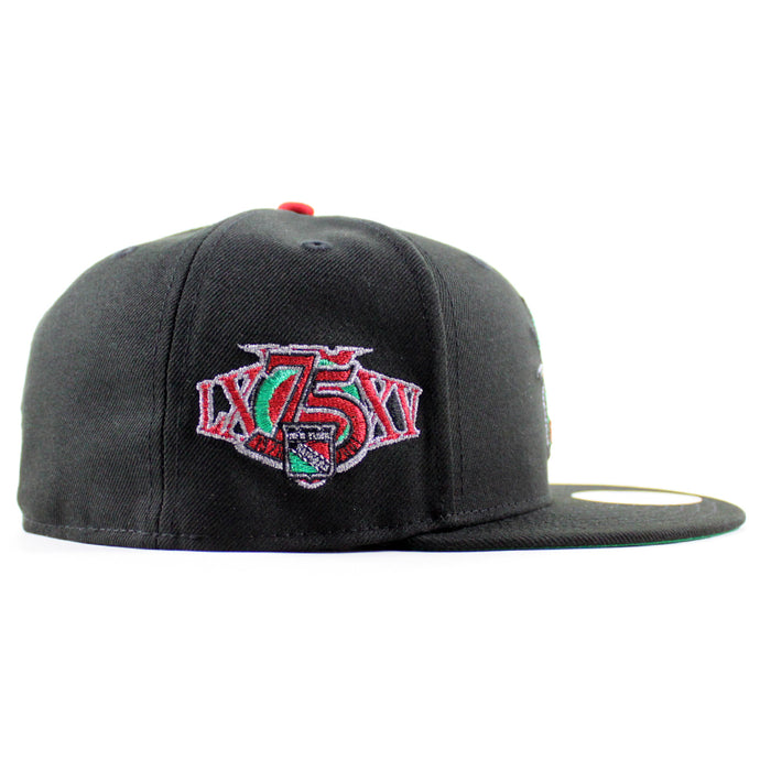 New York Rangers 75 Years New Era 59Fifty Fitted Hat (Black Green Under brim)