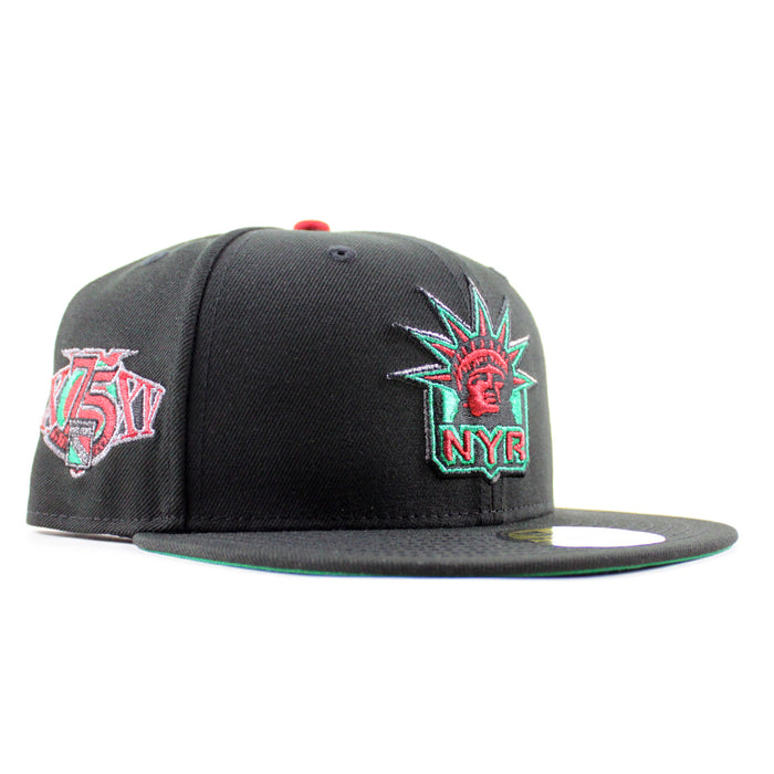 New York Rangers 75 Years New Era 59Fifty Fitted Hat (Black Green Under brim)