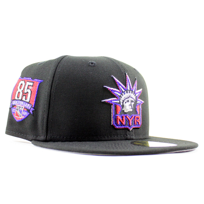 New York Rangers 85TH Anniversary New Era 59Fifty Fitted Hat (Black Gray Under brim)