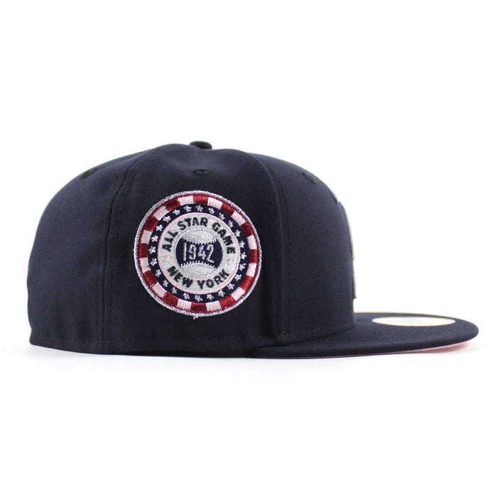 New York Yankees 1942 All Star Game Poker Chip Patch New Era 59Fifty Fitted Hat (Navy Pink Under Brim)