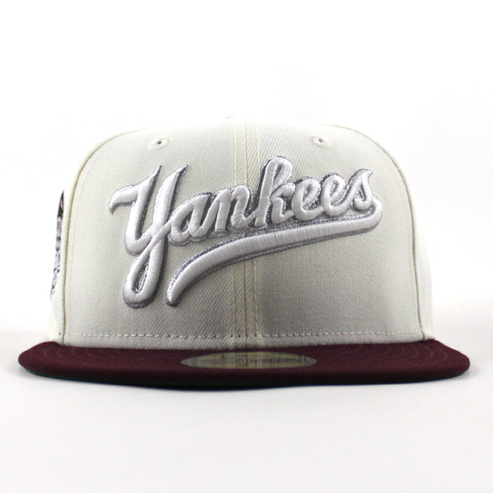 New York Yankees 1999 World Series Game New Era 59Fifty Fitted Hat (Chrome White Maroon Green Under Brim)