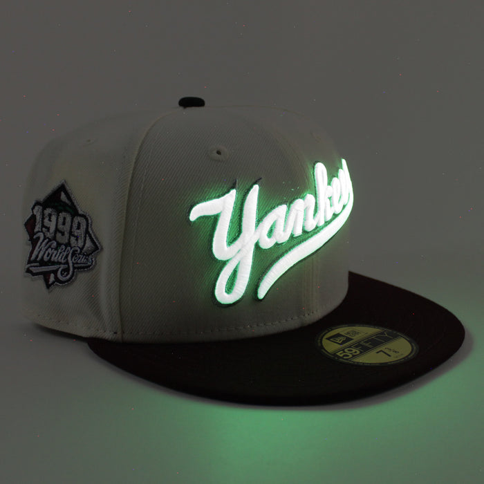 New York Yankees 1999 World Series Game New Era 59Fifty Fitted Hat (Chrome White Maroon Green Under Brim)
