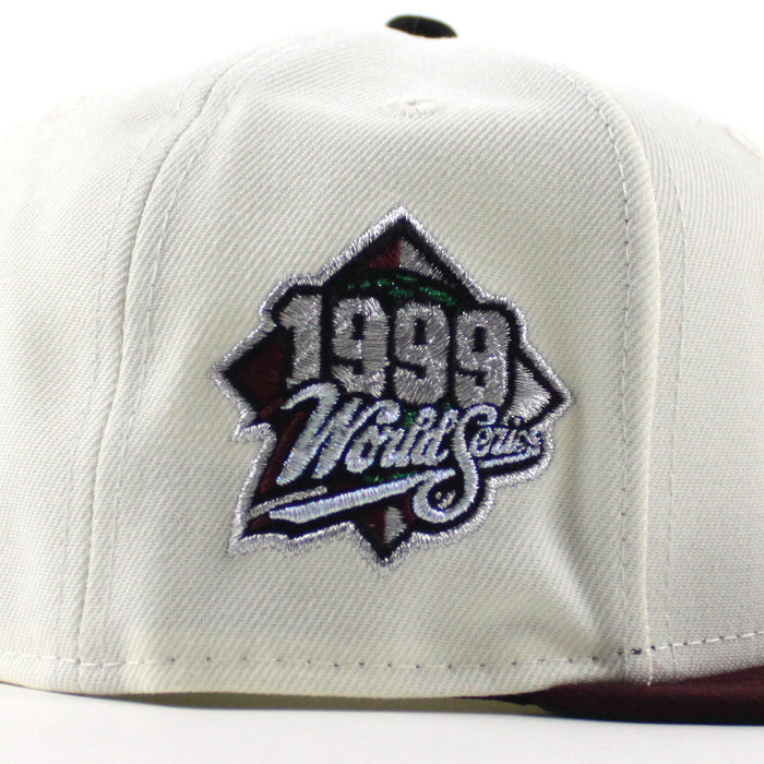 New York Yankees 1999 World Series Game New Era 59Fifty Fitted Hat (Chrome White Maroon Green Under Brim)