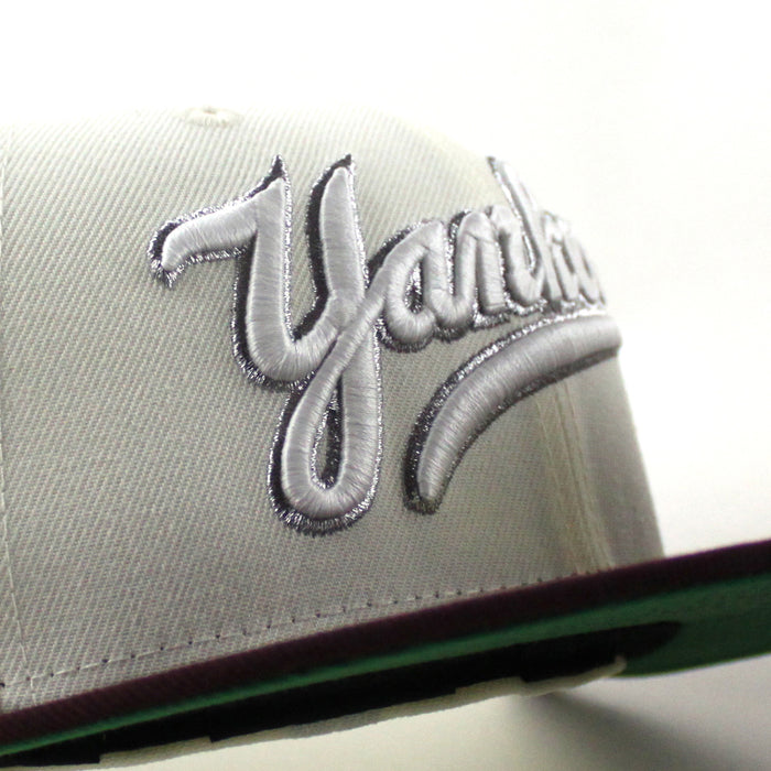 New York Yankees 1999 World Series Game New Era 59Fifty Fitted Hat (Chrome White Maroon Green Under Brim)