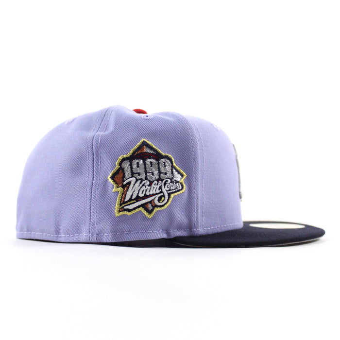 New York Yankees 1999 World Series Game New Era 59Fifty Fitted Hat (Lavender Navy Gray Under Brim)