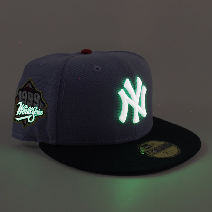 New York Yankees 1999 World Series Game New Era 59Fifty Fitted Hat (Lavender Navy Gray Under Brim)