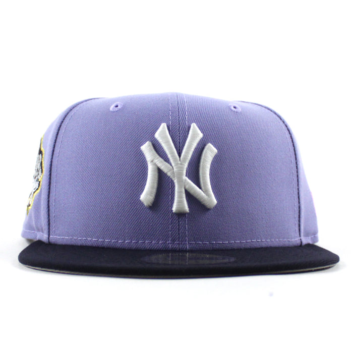 New York Yankees 1999 World Series Game New Era 59Fifty Fitted Hat (Lavender Navy Gray Under Brim)