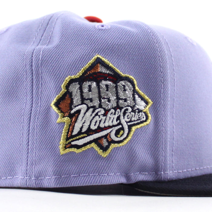 New York Yankees 1999 World Series Game New Era 59Fifty Fitted Hat (Lavender Navy Gray Under Brim)