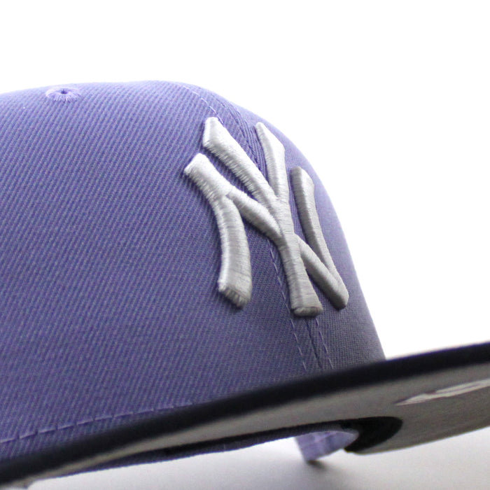 New York Yankees 1999 World Series Game New Era 59Fifty Fitted Hat (Lavender Navy Gray Under Brim)
