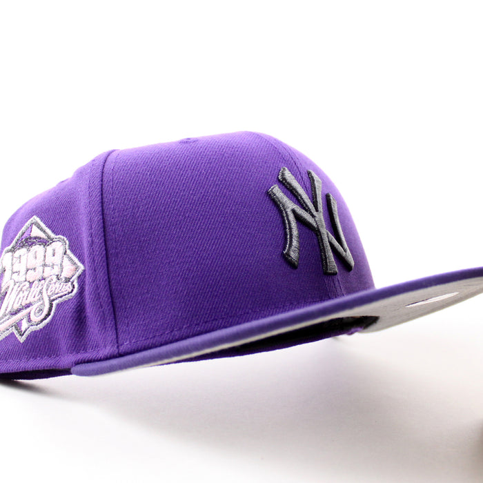 New York Yankees 1999 World Series New Era 59Fifty Fitted Hat (Deep Purple Gray Under Brim)