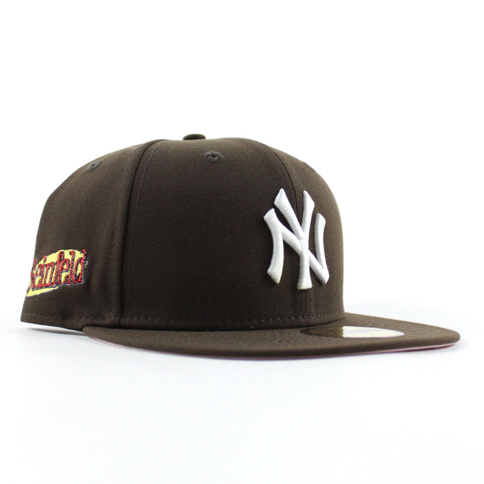 New York YANKEES SEINFELD New Era 59Fifty Fitted Hat (Walnut Brown Pink Under Brim)