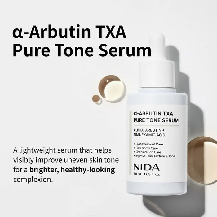 NIDA Alpha-Arbutin TXA Pure Tone Serum 50ml نيدا ألفا أربوتين TXA مصل نقي اللون - Princess Cosmetics Qatar