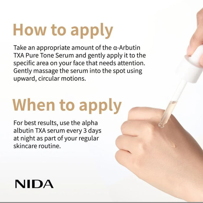 NIDA Alpha-Arbutin TXA Pure Tone Serum 50ml نيدا ألفا أربوتين TXA مصل نقي اللون - Princess Cosmetics Qatar