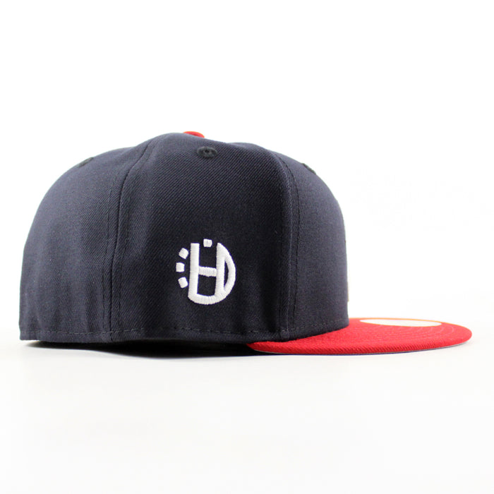 NJ Halftime Patch New Era 59Fifty Fitted Hat (Navy Scarlet Red Gray Under Brim)