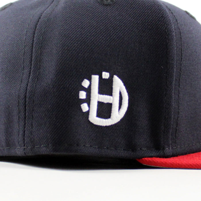 NJ Halftime Patch New Era 59Fifty Fitted Hat (Navy Scarlet Red Gray Under Brim)