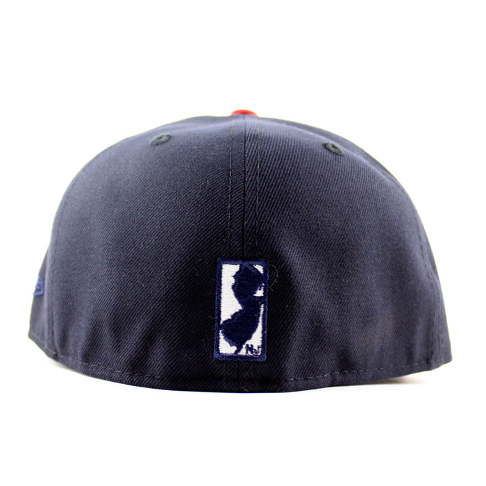 NJ Halftime Patch New Era 59Fifty Fitted Hat (Navy Scarlet Red Gray Under Brim)