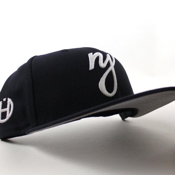 NJ Script Halftime Patch New Era 59Fifty Fitted Hat (Navy Gray Under Brim)