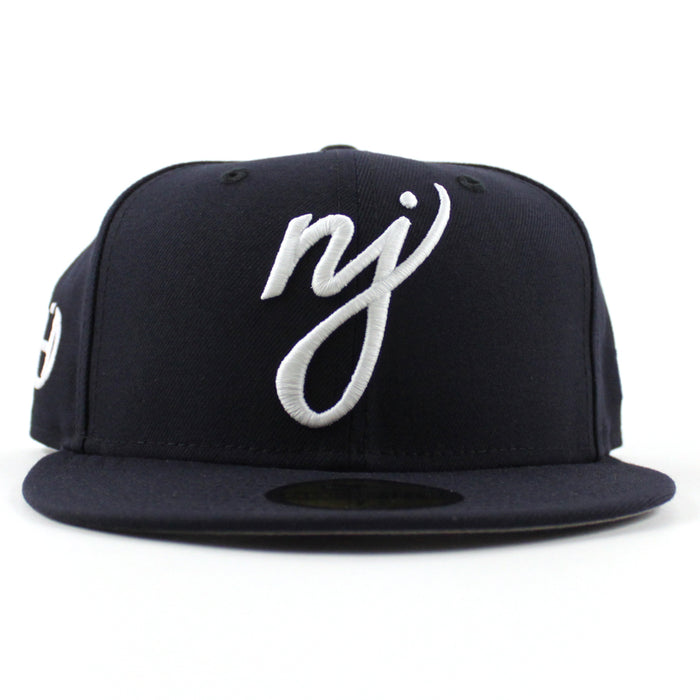 NJ Script Halftime Patch New Era 59Fifty Fitted Hat (Navy Gray Under Brim)