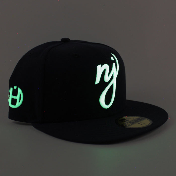 NJ Script Halftime Patch New Era 59Fifty Fitted Hat (Navy Gray Under Brim)