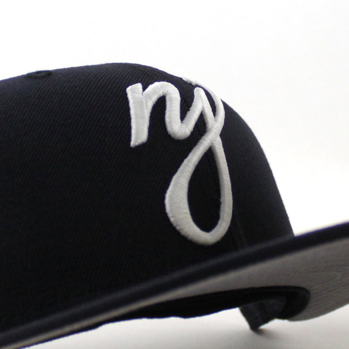 NJ Script Halftime Patch New Era 59Fifty Fitted Hat (Navy Gray Under Brim)