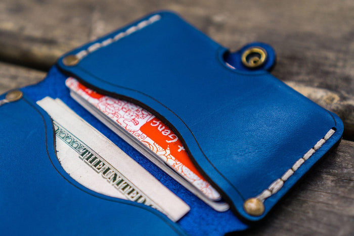 No.38 Personalized Minimalist Hanmade Leather Wallet - Blue