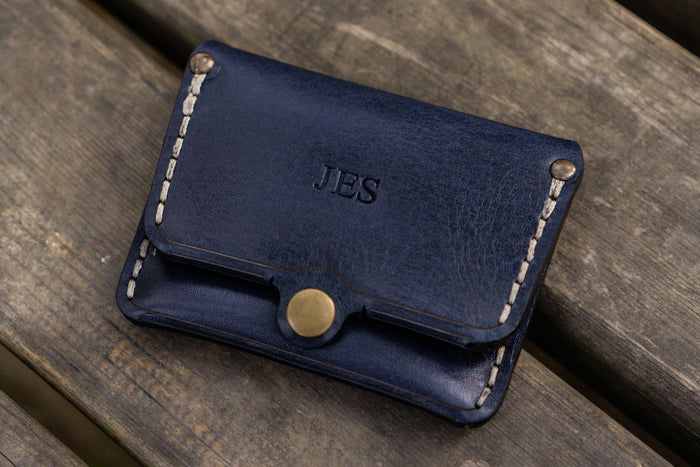No.38 Personalized Minimalist Hanmade Leather Wallet - Navy Blue