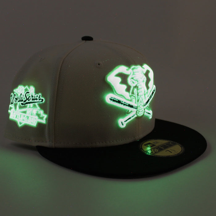 Oakland Athletics 1989 World Series New Era 59Fifty Fitted Hat (Chrome White Black Gray Under Brim)