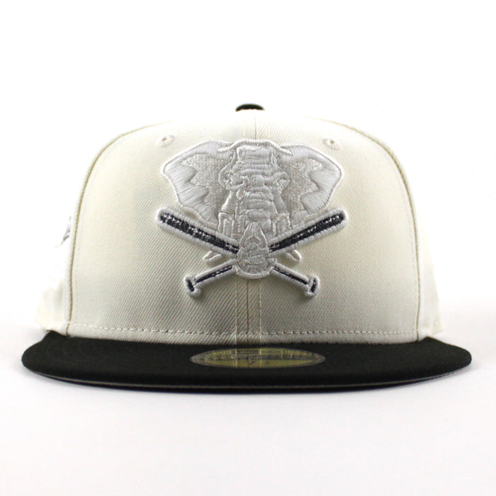 Oakland Athletics 1989 World Series New Era 59Fifty Fitted Hat (Chrome White Black Gray Under Brim)