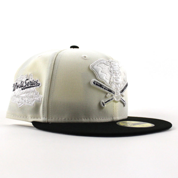 Oakland Athletics 1989 World Series New Era 59Fifty Fitted Hat (Chrome White Black Gray Under Brim)