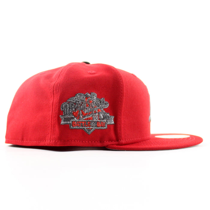 Oakland Athletics Battle Of The Bay 1989 World Series New Era 59Fifty Fitted Hat (Scarlet Red Gray Under Brim)