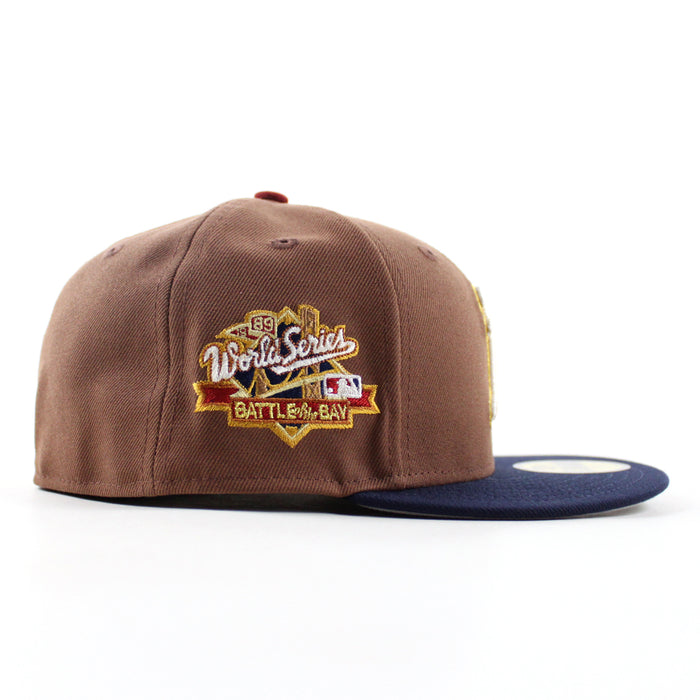 Oakland Athletics Battle Of The Bay 1989 World Series New Era 59Fifty Fitted Hat (Tiramisu Navy Gray Under Brim)