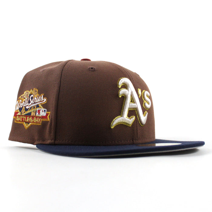 Oakland Athletics Battle Of The Bay 1989 World Series New Era 59Fifty Fitted Hat (Tiramisu Navy Gray Under Brim)
