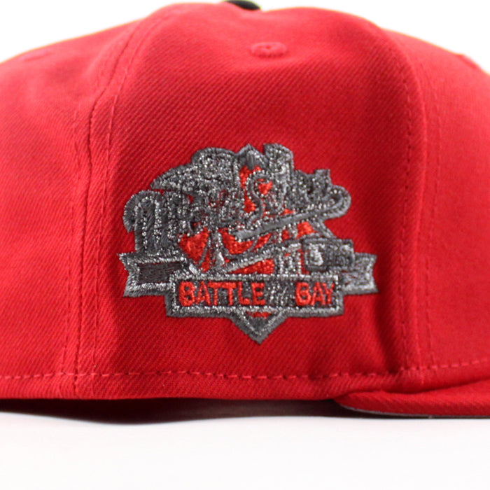 Oakland Athletics Battle Of The Bay 1989 World Series New Era 59Fifty Fitted Hat (Scarlet Red Gray Under Brim)