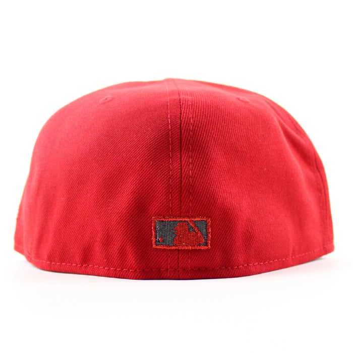 Oakland Athletics Battle Of The Bay 1989 World Series New Era 59Fifty Fitted Hat (Scarlet Red Gray Under Brim)